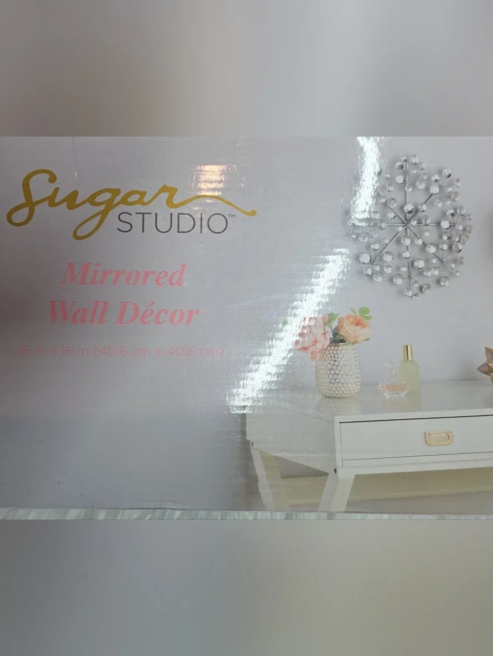 Mirrored Crystal Burst Wall Decor - Gold and Clear